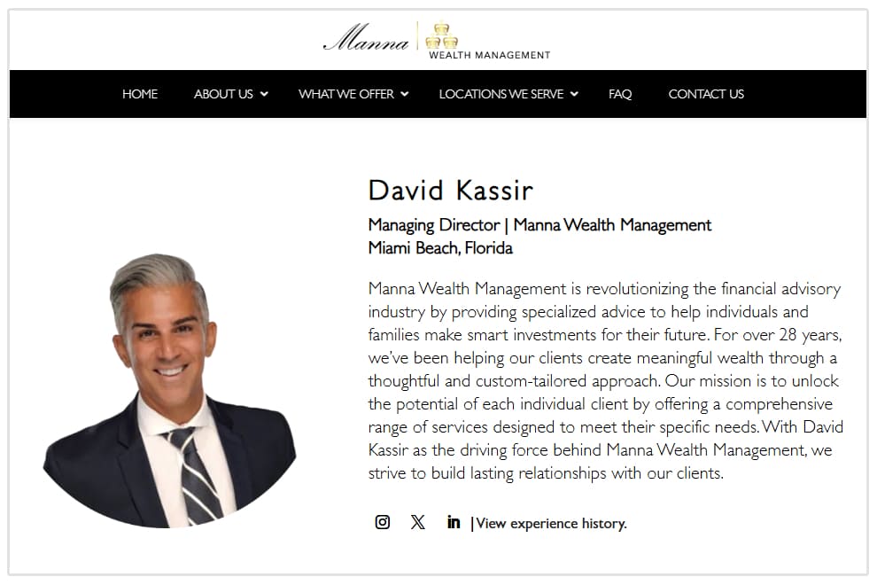 Author bio financial services